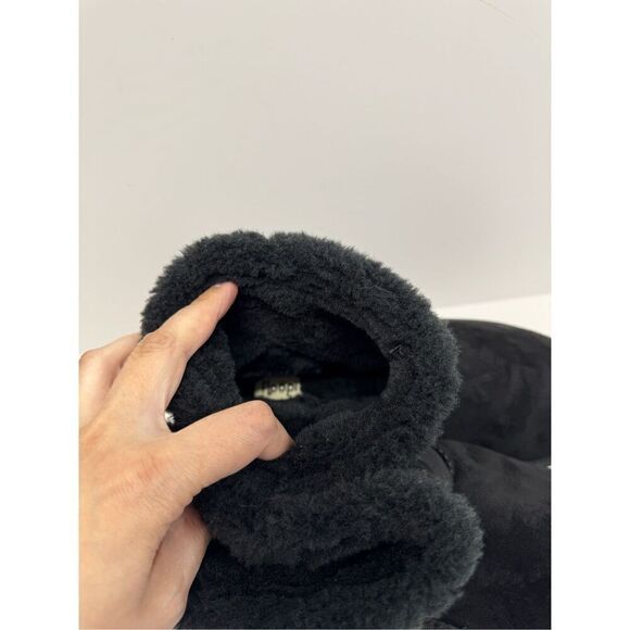 Floopi Mid Calf Winter Boots Size 10 Black Suede Fur Lined Pull On Style NEW - Picture 7 of 9